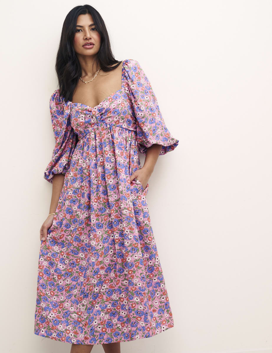 Long Sleeve Floral Astrid Midi Dress