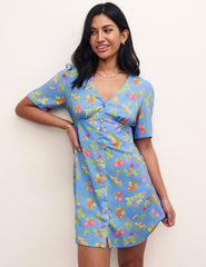 Blue Fruit Print Alexa Mini Dress
