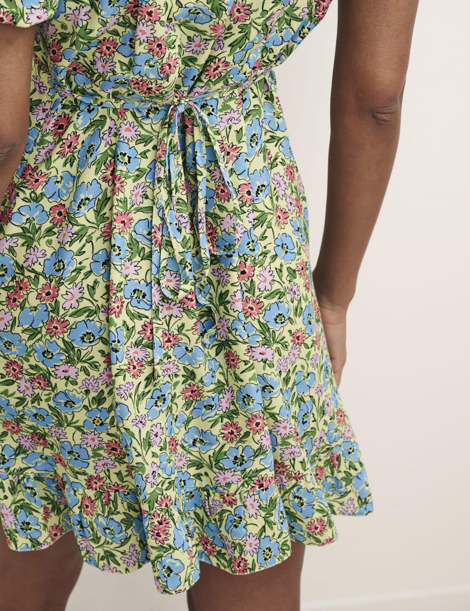 Green Vintage Floral Delilah Mini Dress