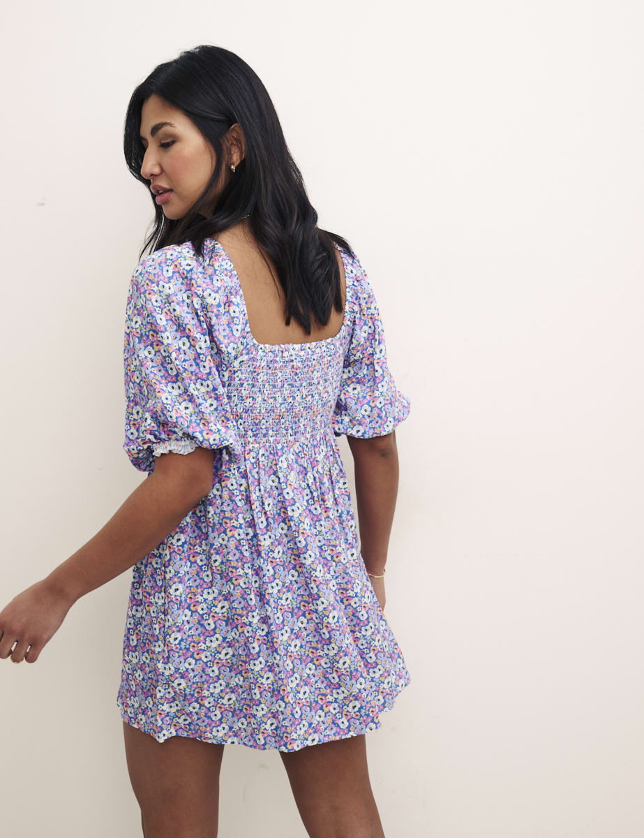 Floral Blue Petite Kylie Mini Dress