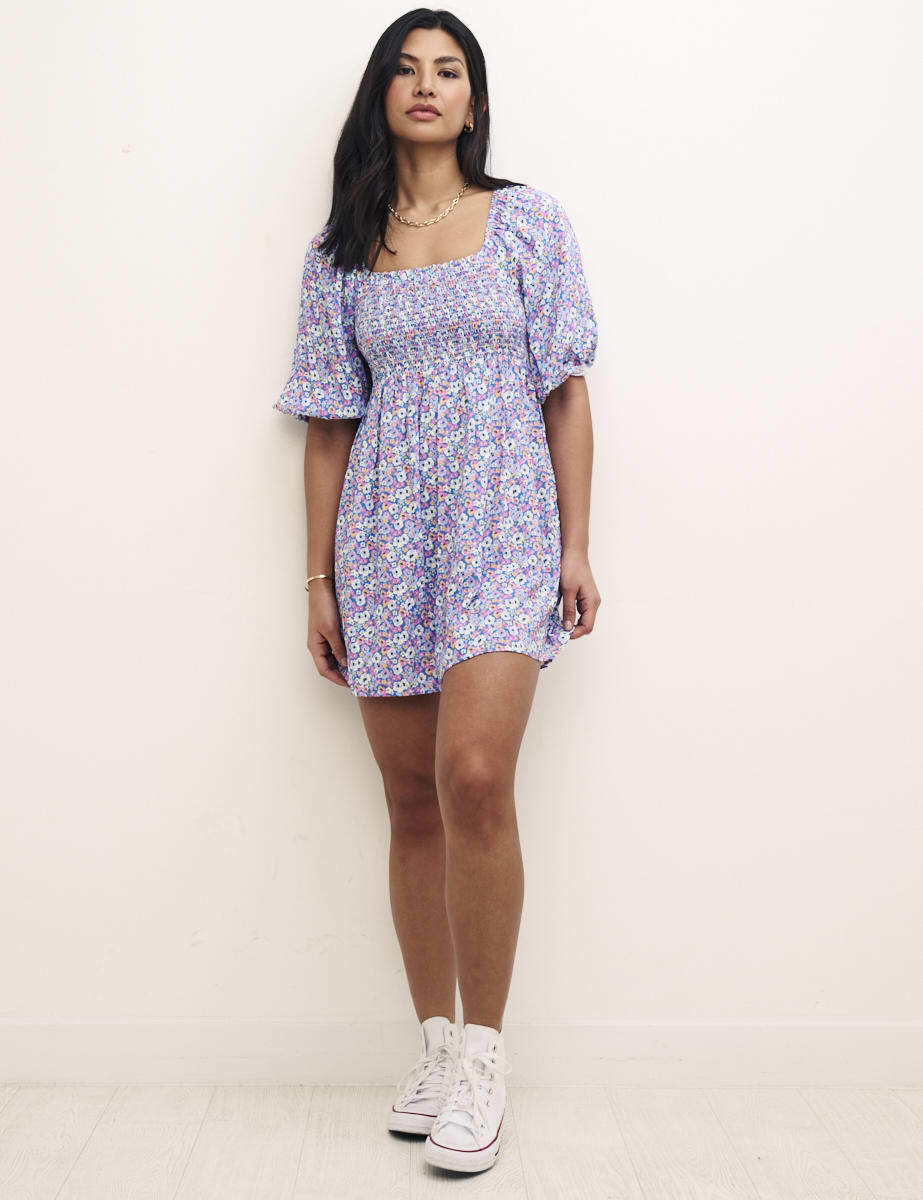 Floral Blue Petite Kylie Mini Dress