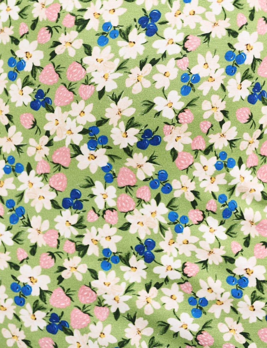 Green Floral Sweetheart Neck Marlow Midi Dress