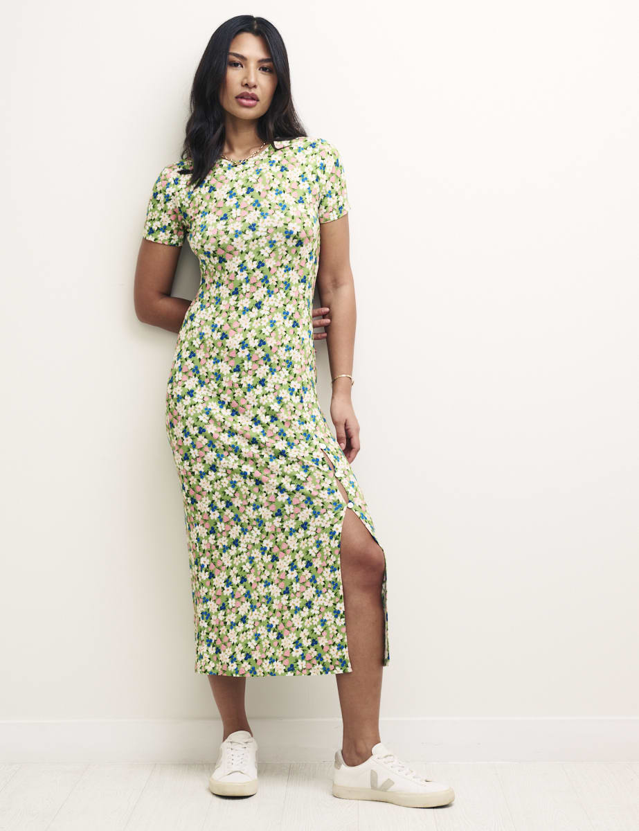 Green Floral Dylan T-Shirt Dress