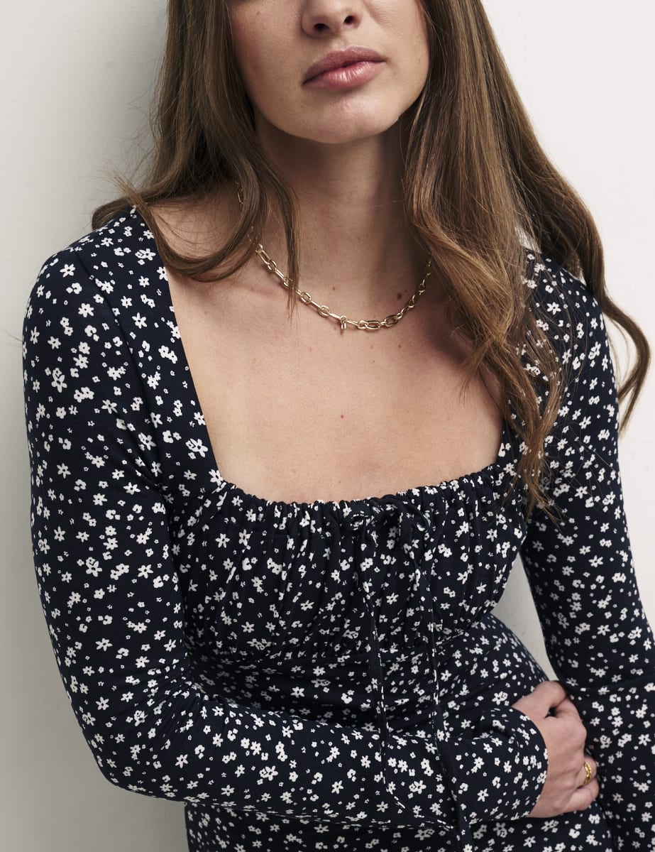 Black Floral Mckenna Long Sleeve Mini Dress