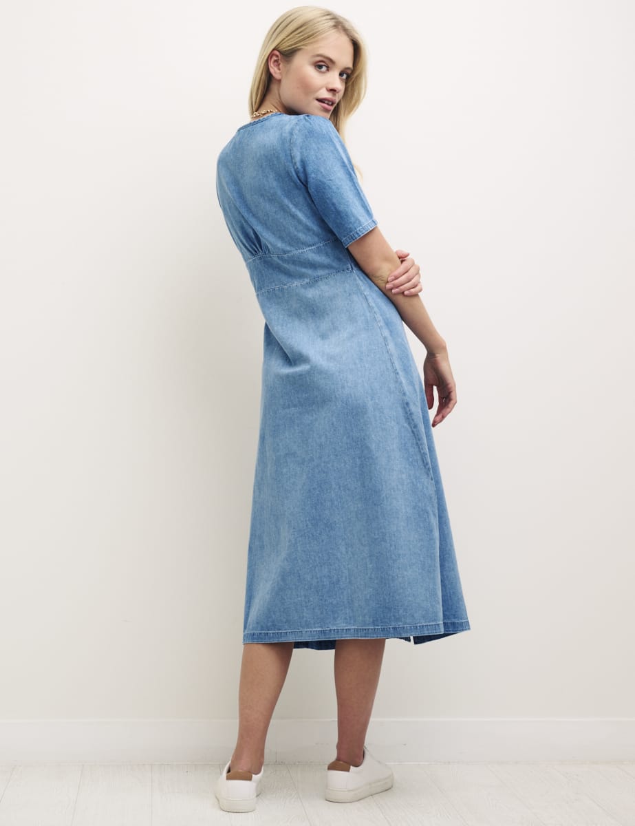 Blue Denim Alexa Midi Tea Dress