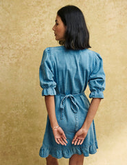 Fearne Cotton Denim Puff Sleeve Delilah Mini Dress