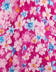 Pink Floral Lily Tea Midi Dress