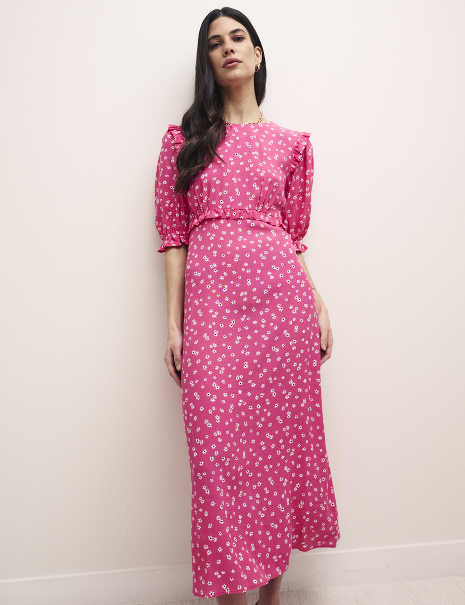Pink Ditsy Floral Felicia Midi Dress