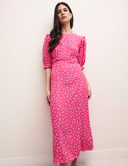 Pink Ditsy Floral Felicia Midi Dress