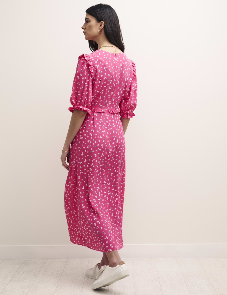 Pink Ditsy Floral Felicia Midi Dress