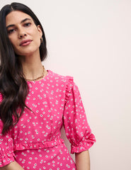Pink Ditsy Floral Felicia Midi Dress