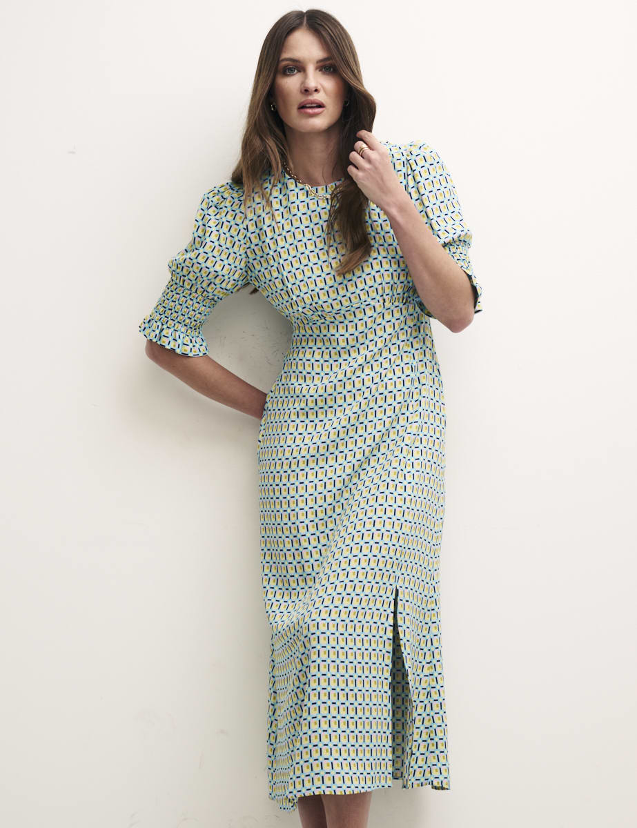 Green Geometric Luna Midi Dress