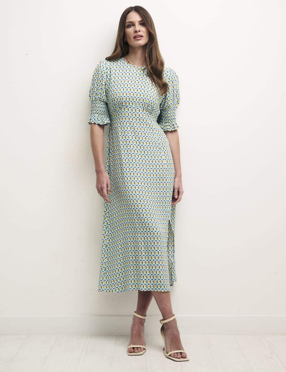 Green Geometric Luna Midi Dress