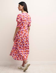 Petite Pink Daisy Print Luna Midi Dress