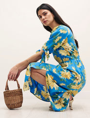 Petite Sunflower Floral Esme Midi Dress