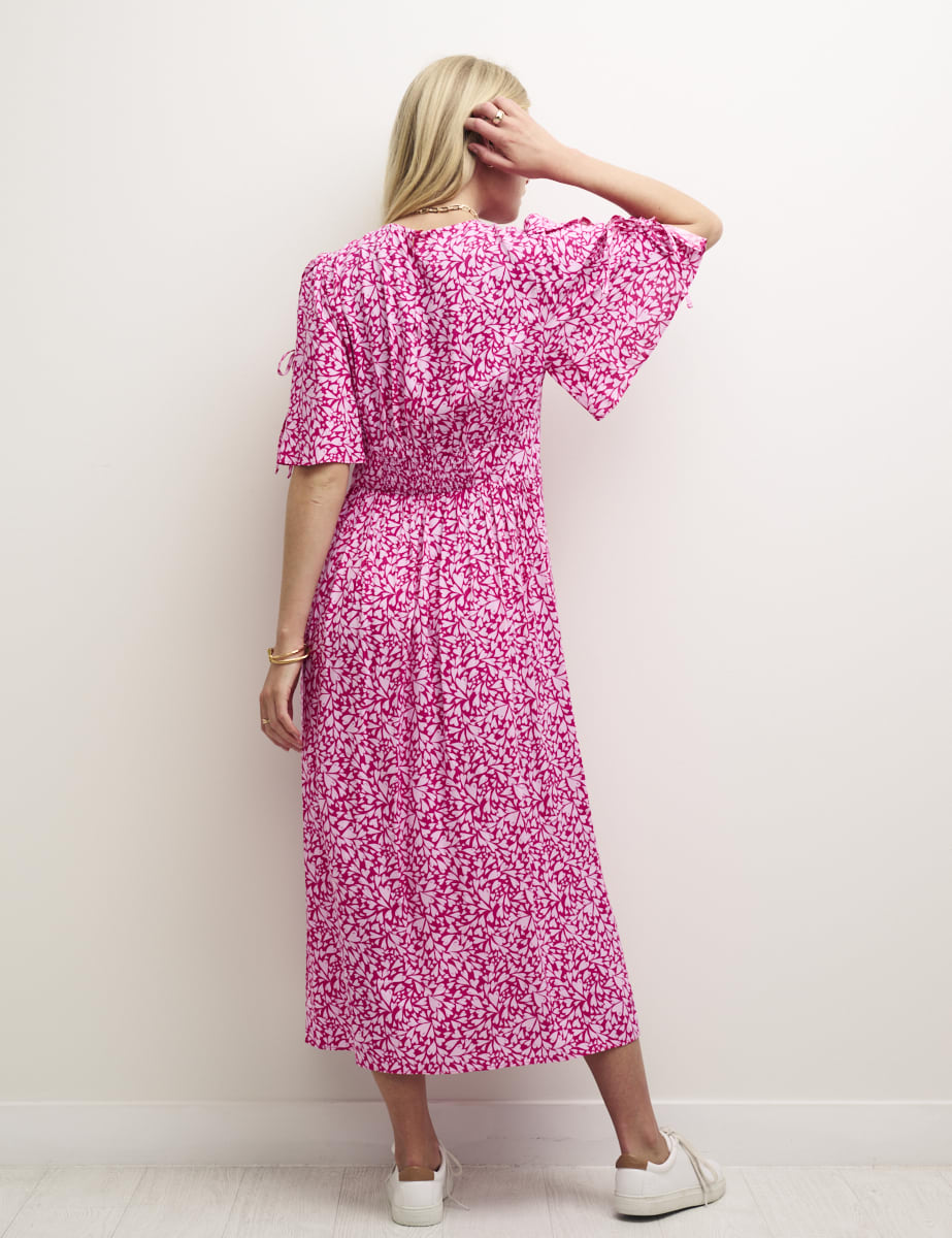 Pink Heart Print Elka Midi Dress