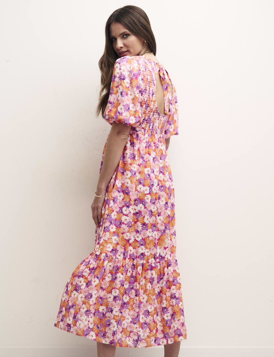 Multi Daisy Floral Kelsie Midi Dress
