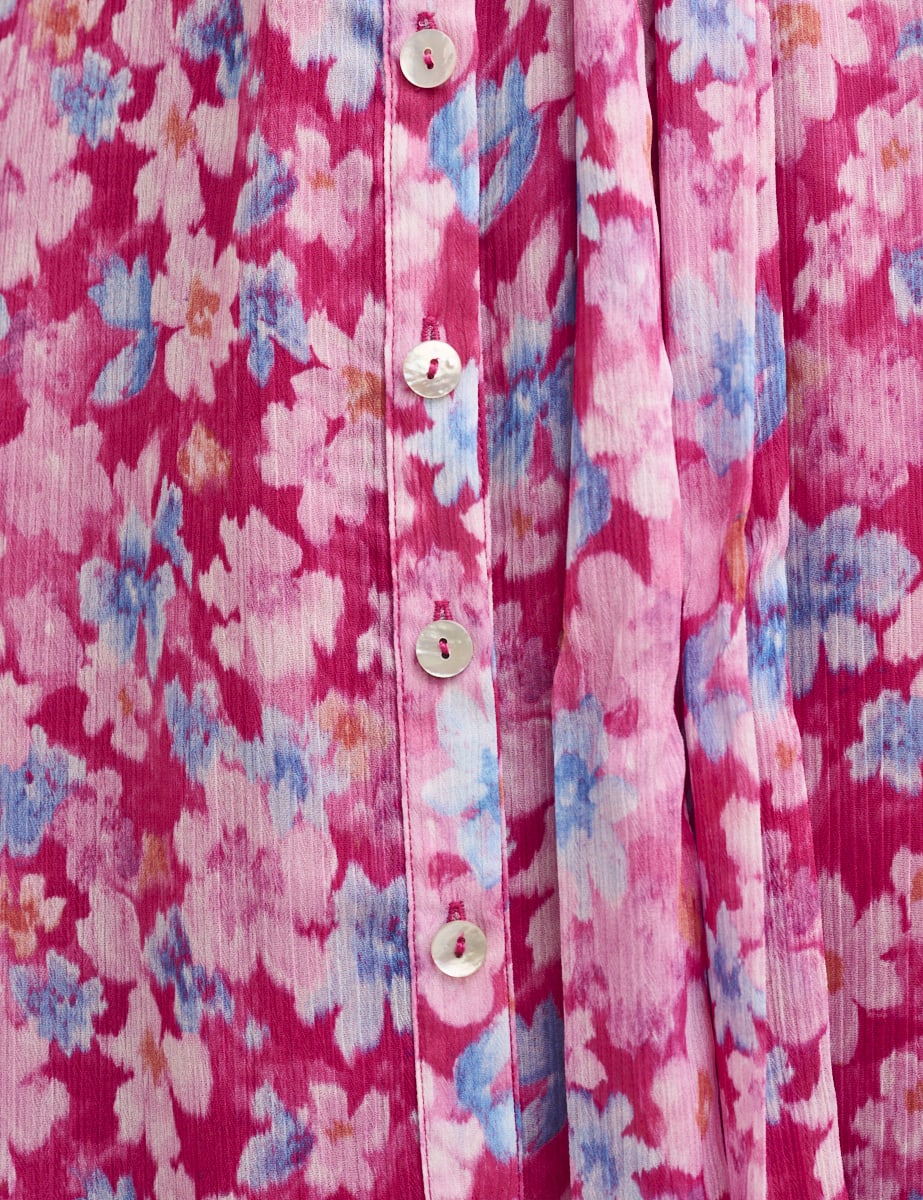 Pink Floral Malika Midi Shirt Dress