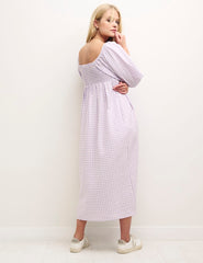 Lilac Gingham Kylie Midi Smock Dress