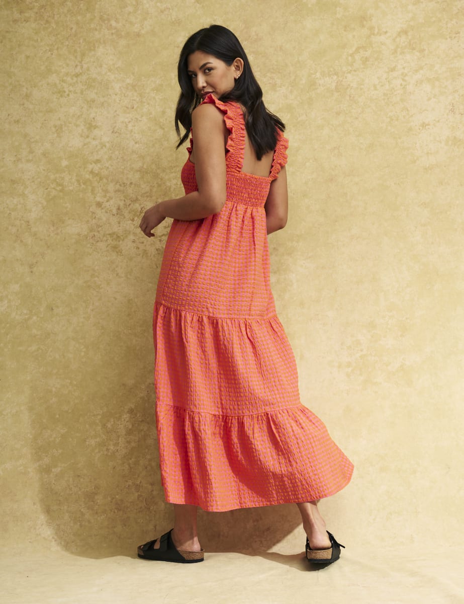 Pink & Orange Smock Maya Midi Dress