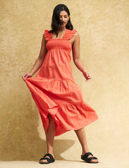 Pink & Orange Smock Maya Midi Dress