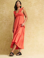 Pink & Orange Smock Maya Midi Dress