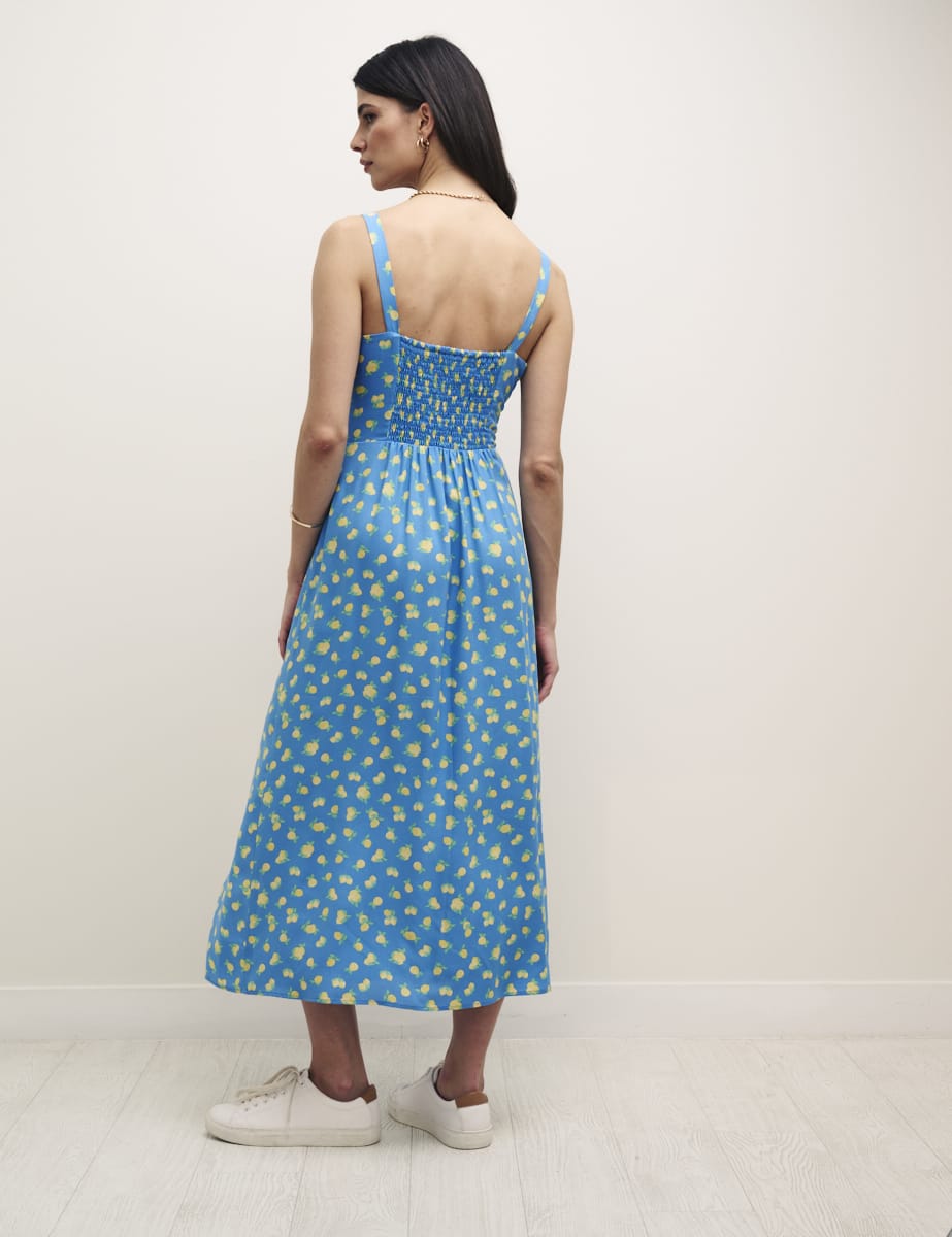 Petite Blue Sicilian Lemon Lucia Midi Dress