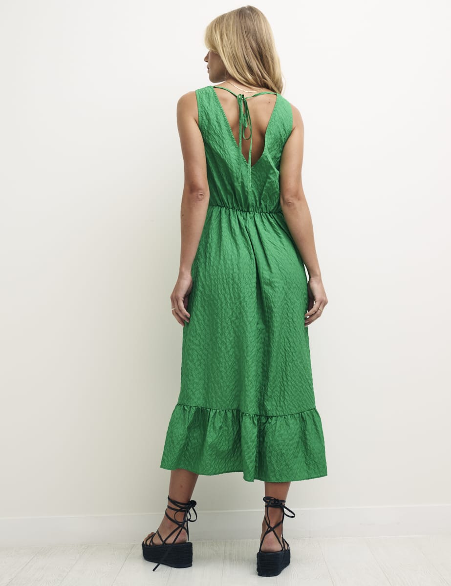Green V-Neck Sleeveless Amy Midi Dress