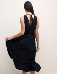 Black Amy V-Neck Sleeveless Midi Dress