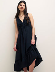 Black Amy V-Neck Sleeveless Midi Dress