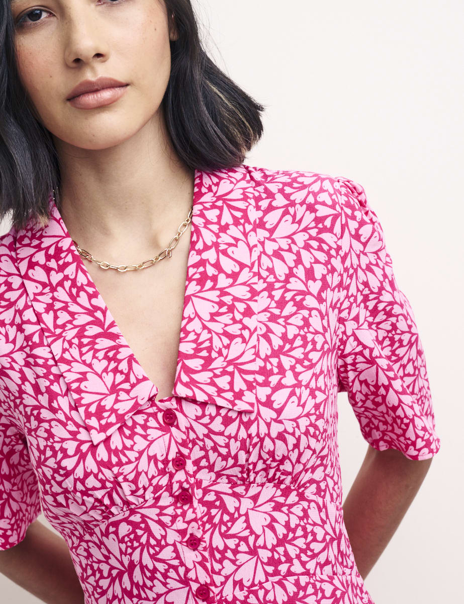 Pink Heart Print Daisy Mini Dress