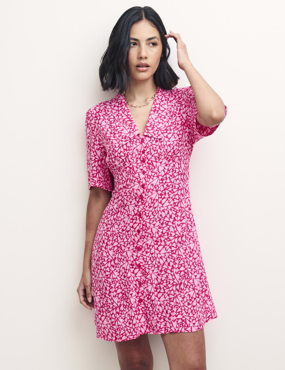 Pink Heart Print Daisy Mini Dress