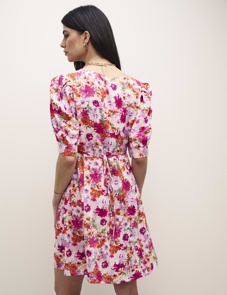 Pink and Orange Big Floral Penny Mini Dress