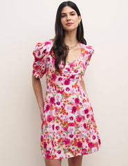 Pink and Orange Big Floral Penny Mini Dress
