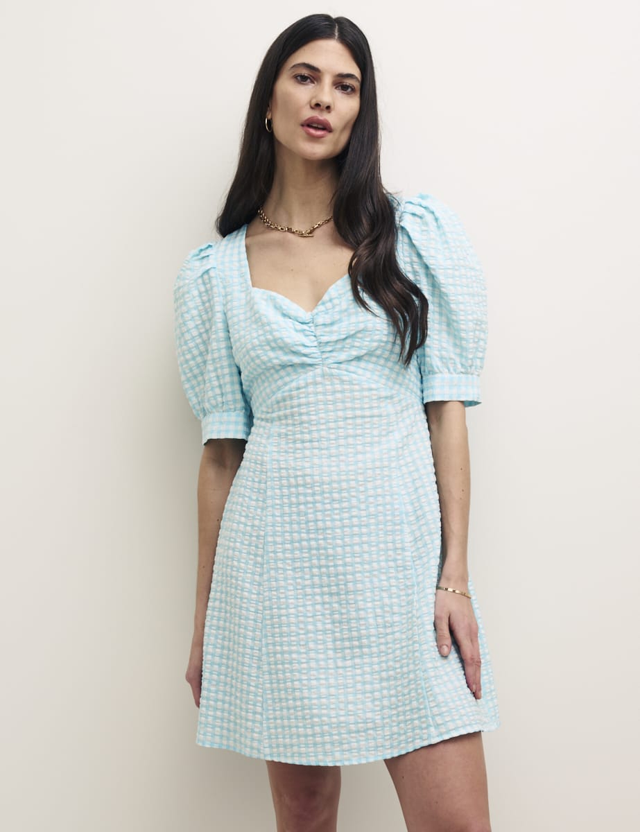 Blue Check Sweetheart Penny Mini Dress