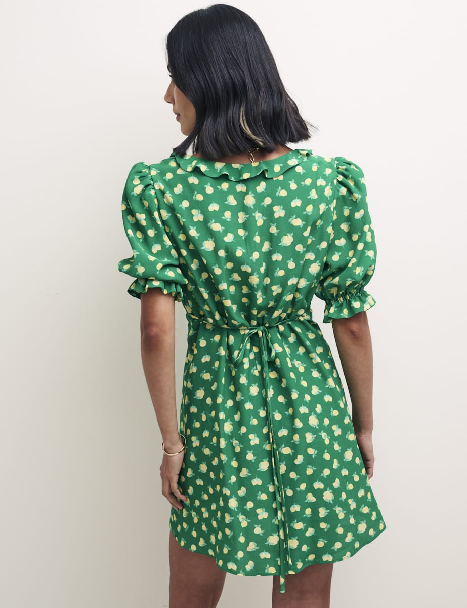 Green Lemon Puff Sleeve Jamie Mini Dress