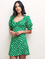 Green Lemon Puff Sleeve Jamie Mini Dress