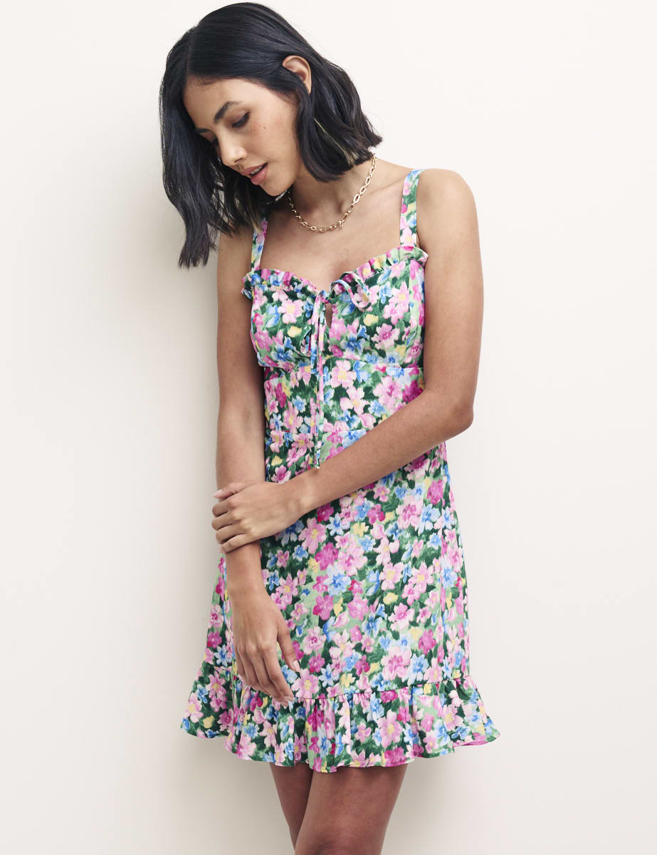 Watercolour Floral Lucia Sweetheart Mini Dress