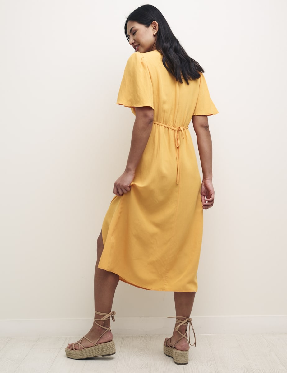 Peach Linen Dee Dee Midi Tea Dress