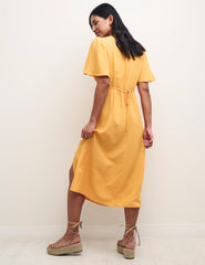 Peach Linen Dee Dee Midi Tea Dress