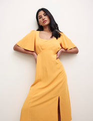 Peach Linen Dee Dee Midi Tea Dress