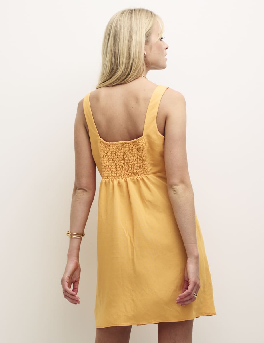 Orange Linen-Blend Valentina Mini Dress