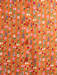 Orange Pinstripe Floral Daisy Midi Dress