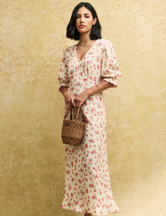 White Ditsy Floral Delilah Midi Dress