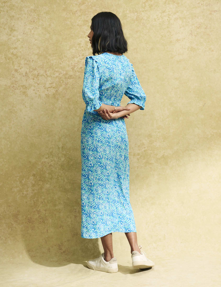 Blue Watercolour Felicia Midi Dress