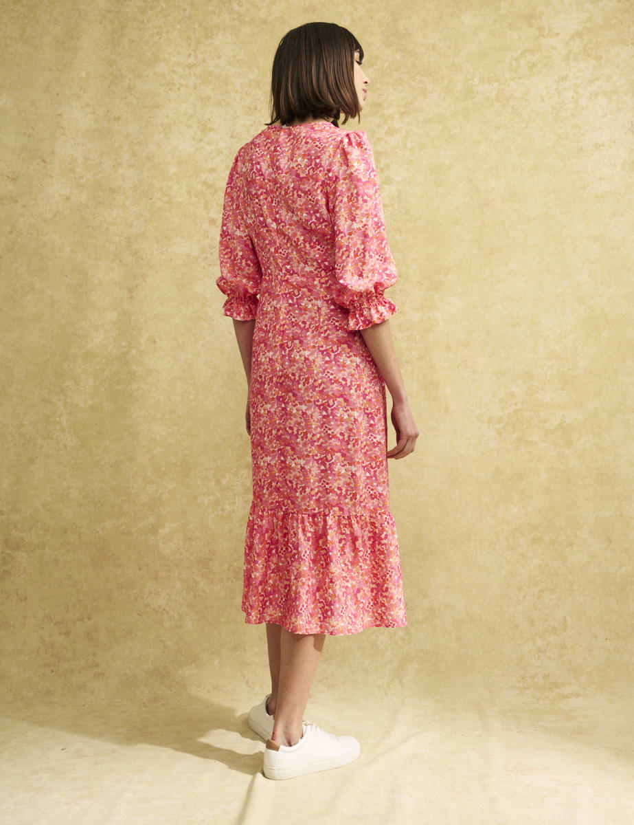 Pink Watercolour Selena Midi Dress