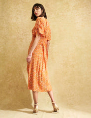 Fearne Cotton Orange Stripe Floral Elka Midi Dress