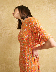 Fearne Cotton Orange Stripe Floral Elka Midi Dress