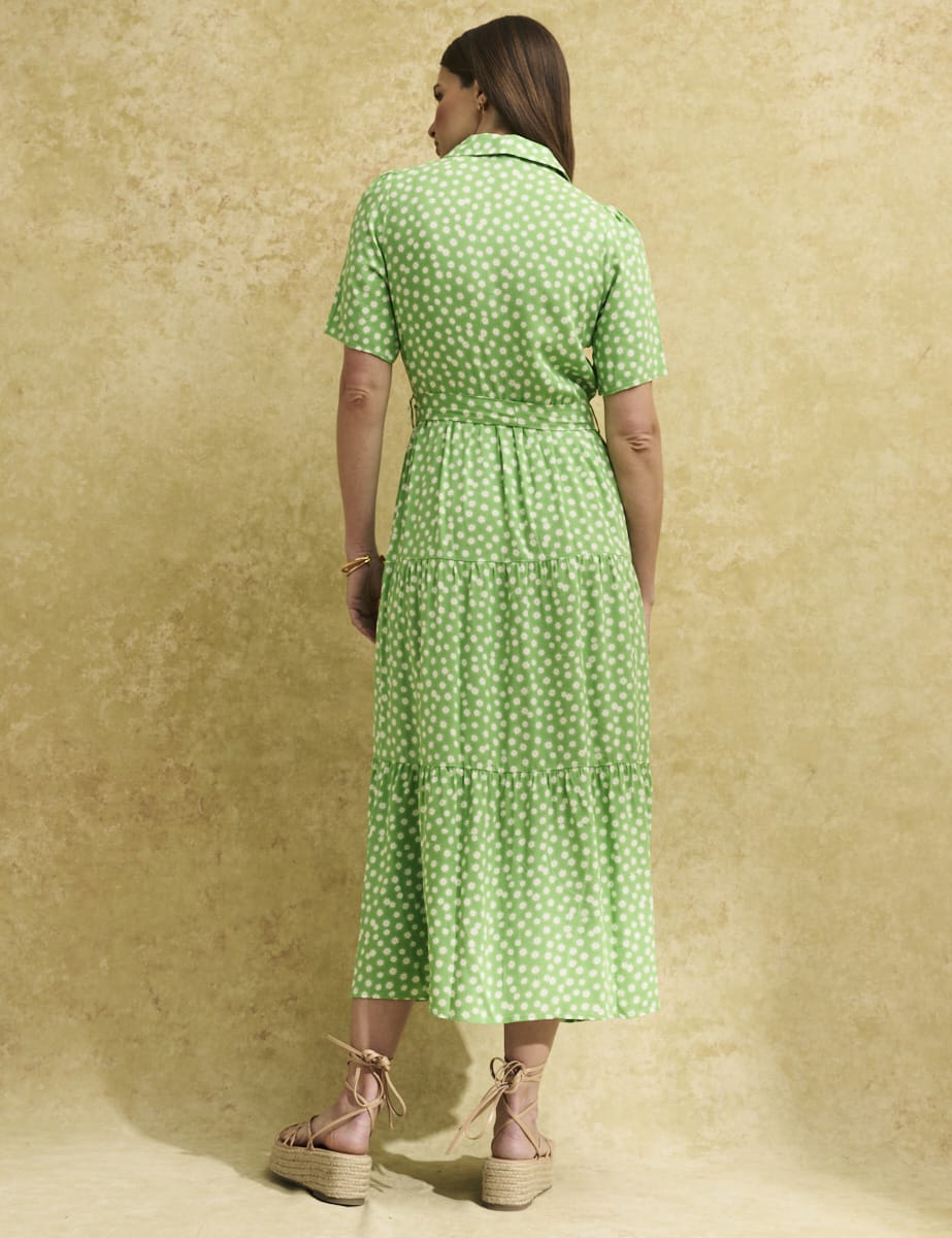 Green Ditsy Floral Anna Midi Shirt Dress
