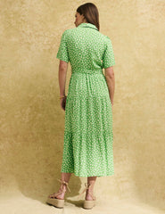 Green Ditsy Floral Anna Midi Shirt Dress